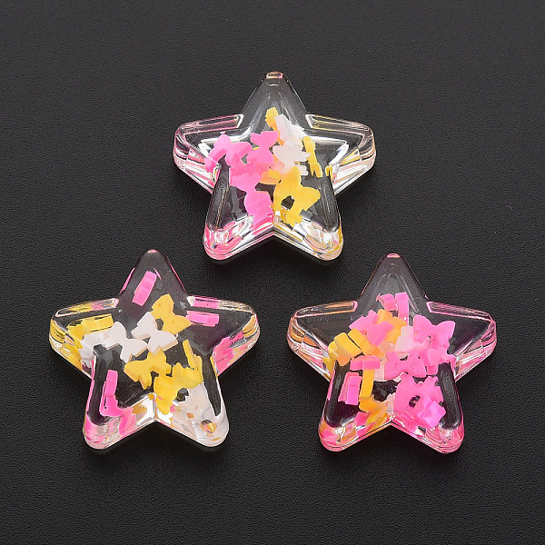 

PandaHall Translucent Acrylic Cabochons, with Polymer Clay, Star, Hot Pink, 25x25x8mm Acrylic Star