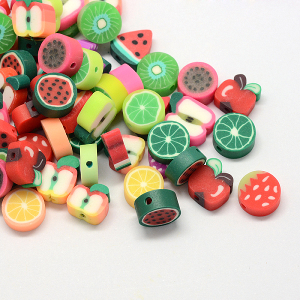 

PandaHall Fruit Handmade Polymer Clay Beads, Mixed Color, 10~11x9~11x4~6mm, Hole: 1.5mm Polymer Clay Fruit Multicolor