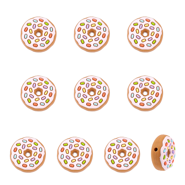 

PandaHall CHGCRAFT 10Pcs Donut Shaped Silicone Beads for DIY Necklaces Bracelet Keychain Making Handmade Crafts, Peru Silicone Donut Brown