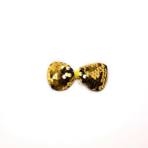 

PandaHall Bowknot Cloth Costume Accessories, with Sequins/ Paillettes, Hair Findings Accessories, Gold, 77x40x12mm Cloth Bowknot Gold