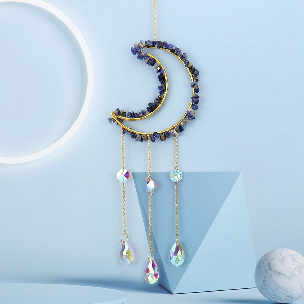 Glass & Brass Moon Pendant Decorations