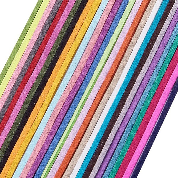 

PandaHall Faux Suede Cord, Faux Suede Lace, Mixed Color, 3x1.5mm, about 1.09 yards(1m)/strand Faux Suede Multicolor