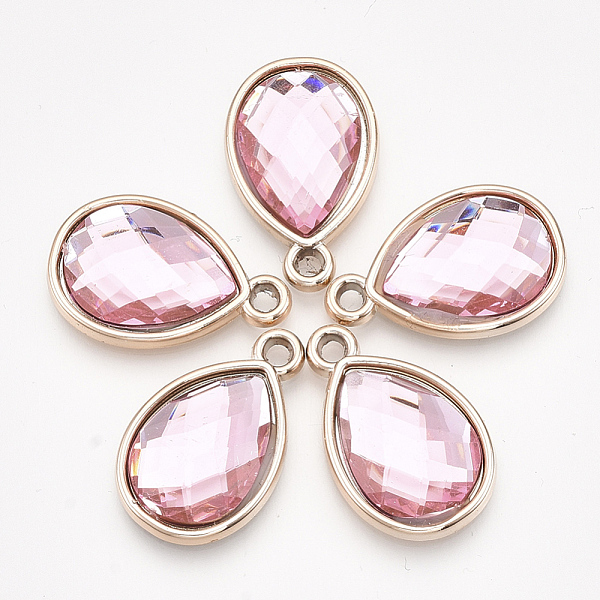 

PandaHall UV Plating Acrylic Pendants, with Acrylic Rhinestone, Faceted, Teardrop, Light Gold, Pink, 25x16x4.5mm, Hole: 2mm Acrylic Teardrop...