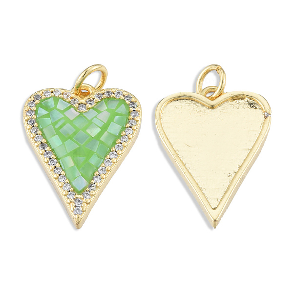 

PandaHall Brass Micro Pave Clear Cubic Zirconia Pendants, with Jump Rings and Shell, Enamel, Real 18K Gold Plated, Nickel Free, Heart, Light...