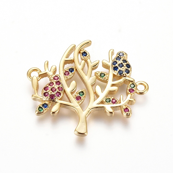 

PandaHall Brass Micro Pave Cubic Zirconia Links connectors, Tree, Colorful, Golden, 20.5x24.5x2.5mm, Hole: 1.2mm Brass+Cubic Zirconia Tree
