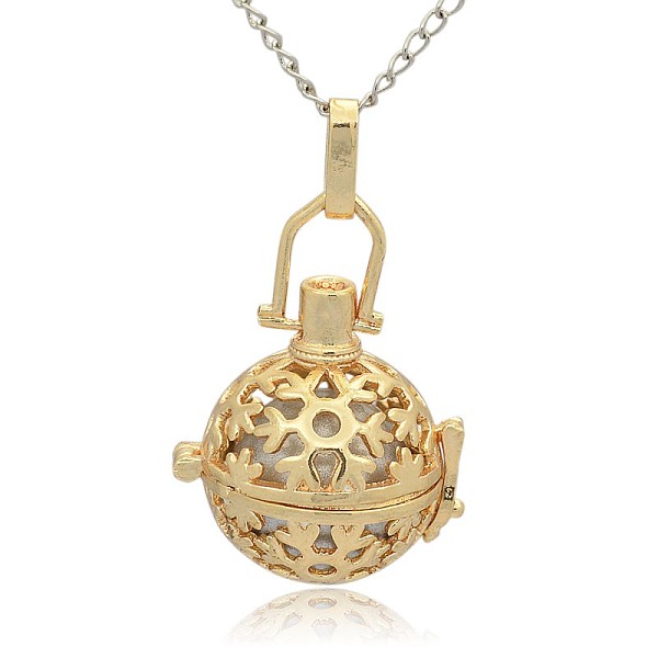 

PandaHall Golden Tone Brass Hollow Round Cage Pendants, with No Hole Spray Painted Brass Ball Beads, Silver, 35x25x21mm, Hole: 3x8mm Brass...