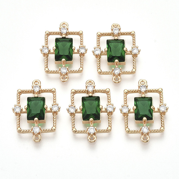 

PandaHall Golden Tone Brass Links connectors, with Faceted Glass and Rhinestone, Rectangle, Sea Green, 19x13.5x3.5mm, Hole: 1mm Brass+Glass...