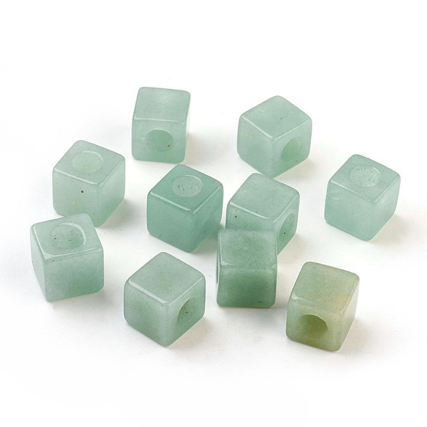 

PandaHall Natural Green Aventurine European Beads, Large Hole Beads, Cube, 10x10x10mm, Hole: 4.5~5mm Green Aventurine Cube Green