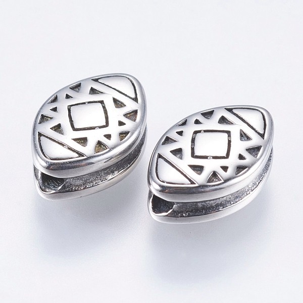 

PandaHall 304 Stainless Steel Beads, Grooved Oval, Antique Silver, 12.5x8x4.5mm, Hole: 1.5mm 304 Stainless Steel Oval