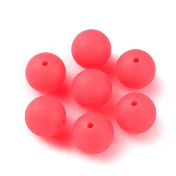

PandaHall Food Grade Eco-Friendly Silicone Beads, Baby Chew Teething, Round, Crimson, 15mm, Hole: 2mm Silicone Round Pink