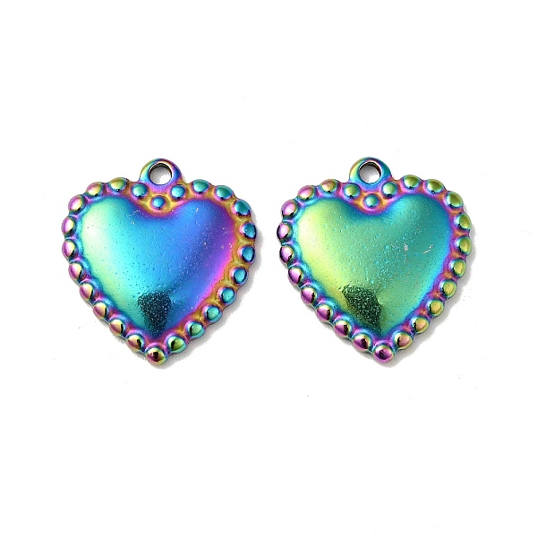 

PandaHall 304 Stainless Steel Pendants, Heart, Rainbow Color, 19x18x3mm, Hole: 1.8mm 304 Stainless Steel Heart