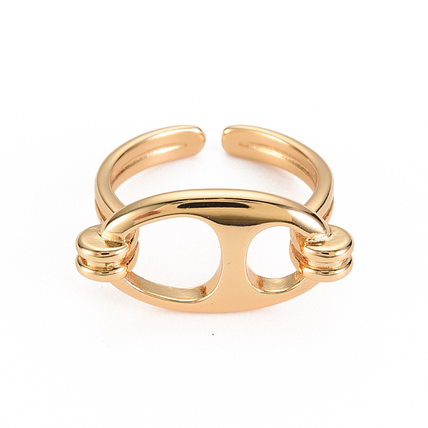 

PandaHall Brass Cuff Rings, Open Rings, Nickel Free, Oval, Real 18K Gold Plated, US Size 7 1/4(17.5mm) Brass