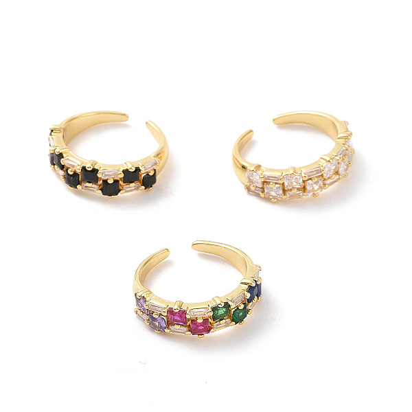 

PandaHall Rectangle Cubic Zirconia Open Cuff Ring, Real 18K Gold Plated Brass Jewelry for Women, Cadmium Free & Nickel Free & Lead Free..., Multicolor