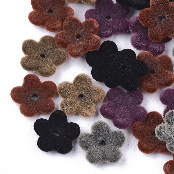

PandaHall Flocky Acrylic Bead Caps, 5-Petal, Flower, Mixed Color, 13x13x3mm, Hole: 1mm Acrylic Multicolor