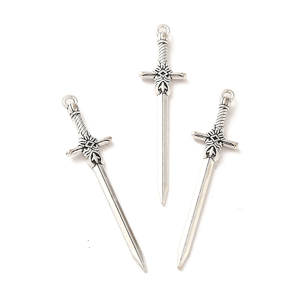 

PandaHall Tibetan Style Alloy Pendants, Sword Charm, Antique Silver, 49x12x3mm, Hole: 2mm, about 333pcs/500g Alloy Others