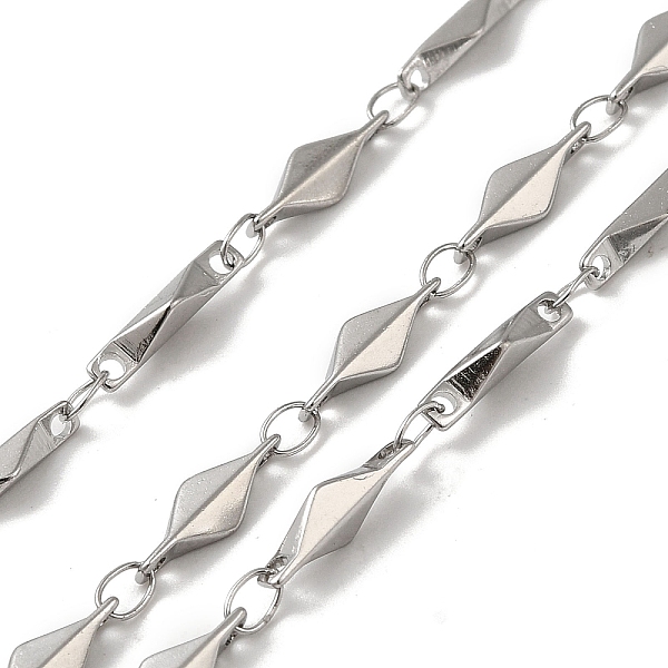 

PandaHall 304 Stainless Steel Rhombus Link Chains, with Spool, Soldered, Stainless Steel Color, 11.5x4x2mm 304 Stainless Steel