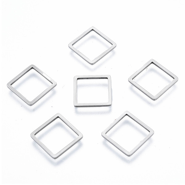 

PandaHall 201 Stainless Steel Linking Rings, Square, Stainless Steel Color, 12x12x1mm, Inner Diameter: 10x10mm 201 Stainless Steel Square