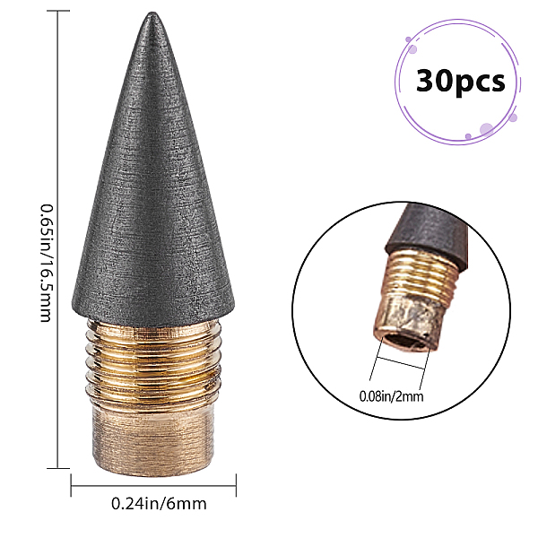 

PandaHall Gorgecraft Tungsten Alloy Pencil Replacement Nibs, for Infinite Pencil, Gold, 16.5x6mm, Hole: 2mm, 30pcs Alloy Gold
