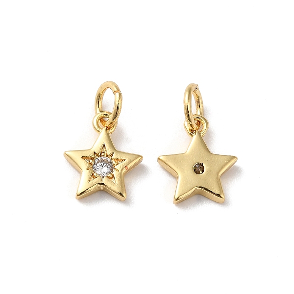 

PandaHall Rack Plating Brass Micro Pave Clear Cubic Zirconia Charms, with Jump Ring, Lead Free & Cadmium Free, Star Charm, Real 18K Gold...