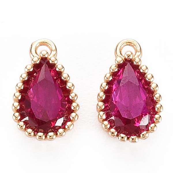 

PandaHall Brass Inlaid Cubic Zirconia Charms, Nickel Free, Long-Lasting Plated, Real 18K Gold Plated, Teardrop, Medium Violet Red, 8x5x2mm...