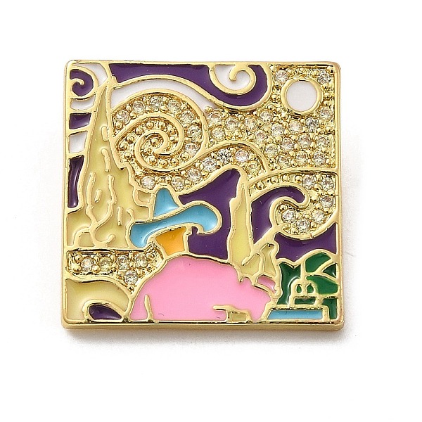 

PandaHall Brass Micro Pave Cubic Zirconia Pendants with Enamel, Square with Human, Colorful, 20x20x7mm, Hole: 5.7x4.5mm Brass+Cubic...