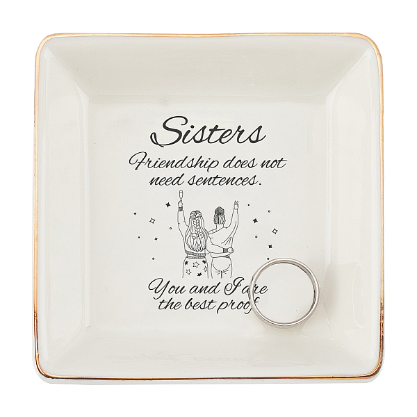 

PandaHall Porcelain Square Ring Holder, Jewelry Tray, for Holding Small Jewelries, Rings, Necklaces, Earrings, Bracelets, Trinket, for Women...