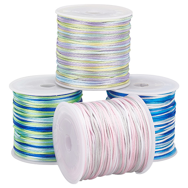 

PandaHall 4 Rolls 4 Colors Segment Dyed Nylon Thread Cord, Rattail Satin Cord, for DIY Jewelry Making, Chinese Knot Making, Mixed Color..., Multicolor
