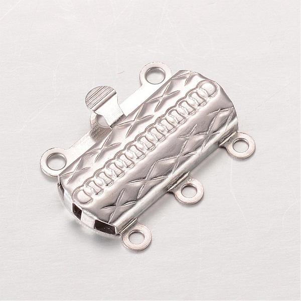

PandaHall Rectangle 304 Stainless Steel Box Clasps, Stainless Steel Color, 19.5x14x2.8mm, Hole: 1.3~1.6mm 304 Stainless Steel Rectangle