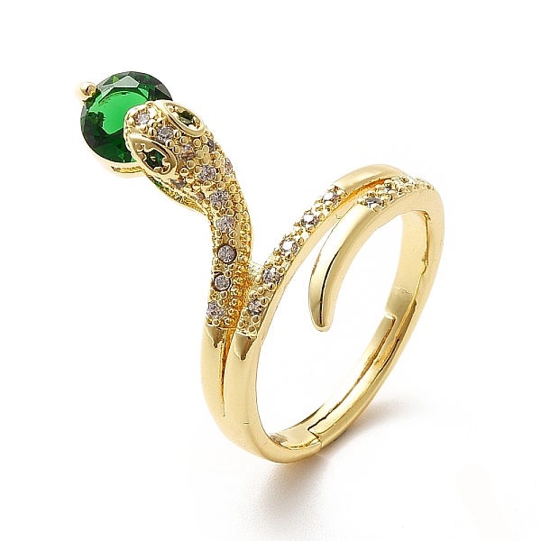 

PandaHall Cubic Zirconia Snake with Glass Wrap Adjustable Ring, Real 18K Gold Plated Brass Jewelry for Women, Green, US Size 7 3/4(17.9mm)...