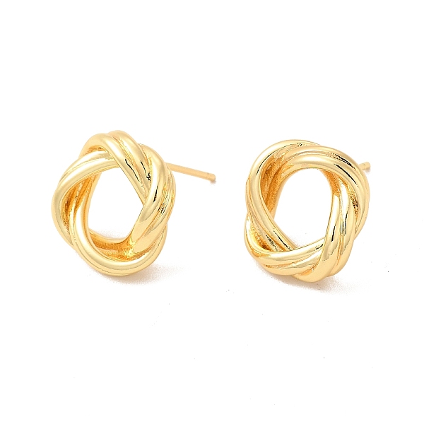 

PandaHall Rack Plating Brass Hollow Out Round Knot Stud Earrings for Women, Lead Free & Cadmium Free, Real 18K Gold Plated, 15.5mm, Pin...