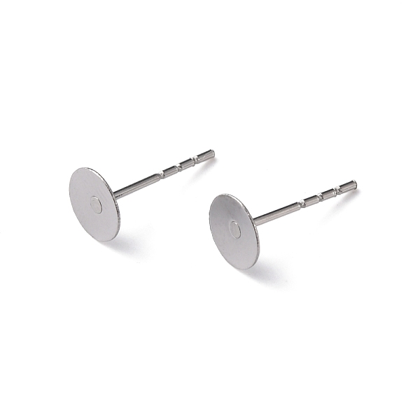 

PandaHall 316 Surgical Stainless Steel Flat Round Blank Peg Stud Earring Settings, Stainless Steel Color, Tray: 6mm, 12x6mm, Pin: 0.8mm 316...