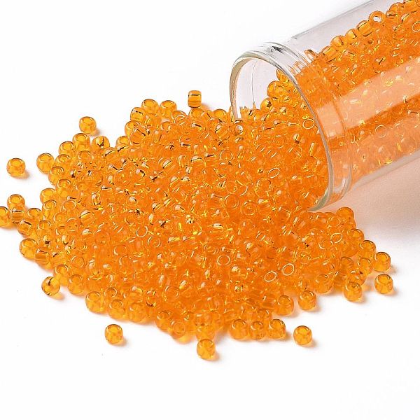 

PandaHall TOHO Round Seed Beads, Japanese Seed Beads, (10) Transparent Light Hyacinth, 8/0, 3mm, Hole: 1mm, about 222pcs/10g Glass Orange