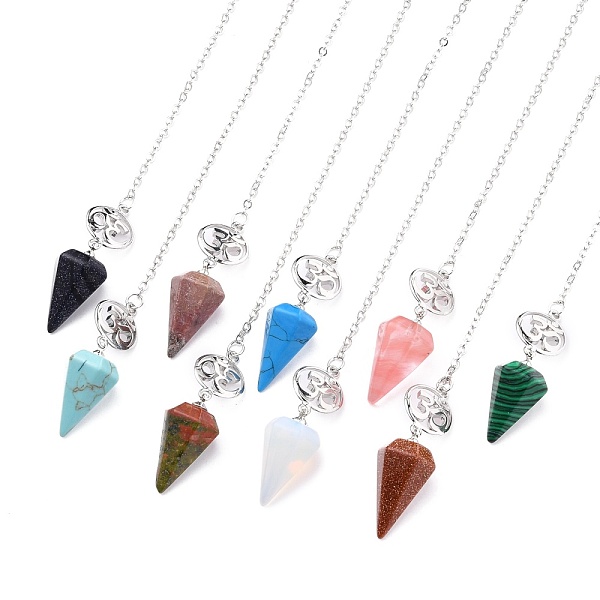 Natural & Synthetic Mixed Stone Hexagonal Pointed Dowsing Pendulums