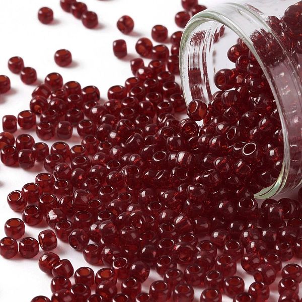 

PandaHall TOHO Round Seed Beads, Japanese Seed Beads, (5D) Transparent Garnet, 8/0, 3mm, Hole: 1mm, about 222pcs/bottle, 10g/bottle Glass..., Red