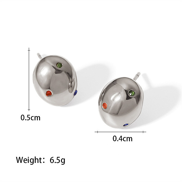 

PandaHall Stainless Steel Cubic Zirconia Oval Stud Earrings Stainless Steel Oval