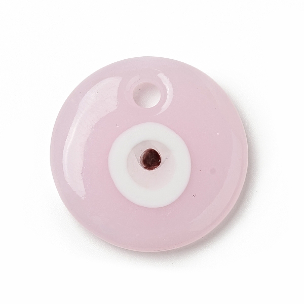 

PandaHall Handmade Evil Eye Lampwork Pendants, Flat Round Charms, Pearl Pink, 30x5.5mm, Hole: 4mm Lampwork Flat Round