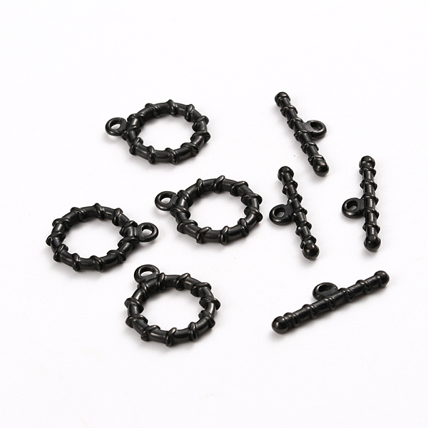 

PandaHall 304 Stainless Steel Toggle Clasps, Ring, Electrophoresis Black, Ring: 19x16x2.5mm, Hole: 1.6mm, Bar: 22x6x2.5mm, Hole: 1.6mm 304...