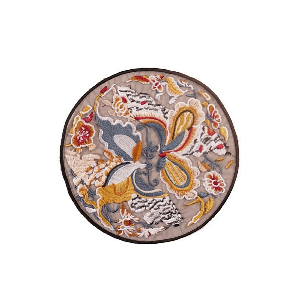 

PandaHall Chinese Style Polyester with Cotton Cloth Patches, Flat Round Appliques, Butterfly, 200x195mm Polyester Butterfly