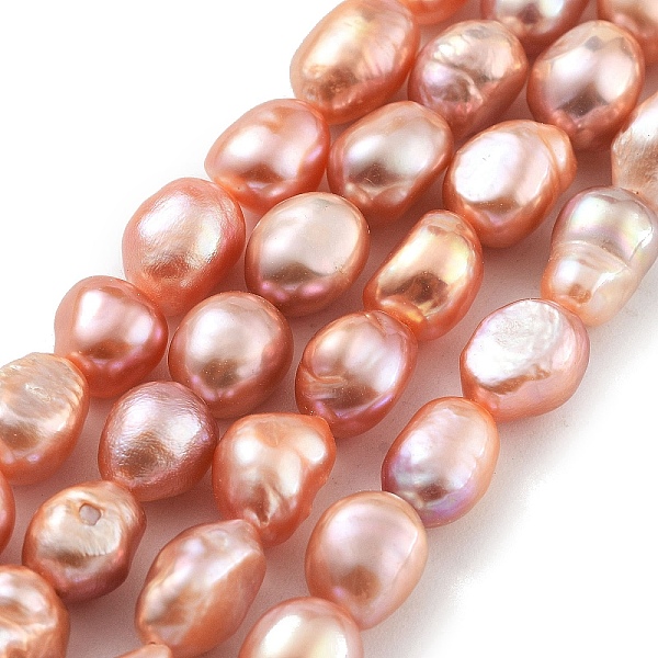 

PandaHall Natural Cultured Freshwater Pearl Beads Strands, Two Sides Polished, Grade 3A+, Coral, 7~8mm, Hole: 0.6mm, about 20~22pcs/strand..., Red