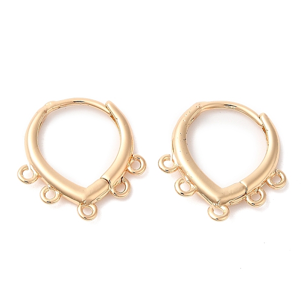 

PandaHall Brass Hoop Earring Findings, with Horizontal Loops, Light Gold, 18x17x2.5mm, Hole: 1mm Brass