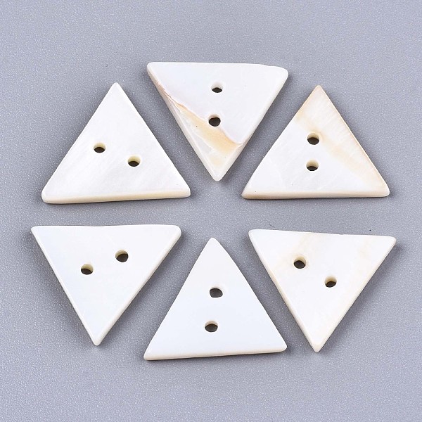 

PandaHall 2-Hole Freshwater Shell Buttons, Triangle, Seashell Color, 17~18x19~20x2mm, Hole: 1.6mm Shell Triangle