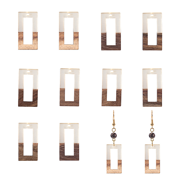 

PandaHall Ornaland Resin & Wood Pendants, Rectangle, WhiteSmoke, 27x14.5x3.5mm, Hole: 1.5mm, 10pcs/box Resin+Wood Rectangle White