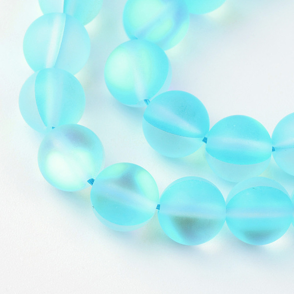 

PandaHall Synthetic Moonstone Beads Strands, Holographic Beads, Dyed, Frosted, Round, Deep Sky Blue, 8mm, Hole: 1mm, about 45~47pcs/strand...