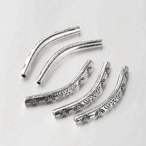 Tibetan Style Alloy Curved Tube Beads