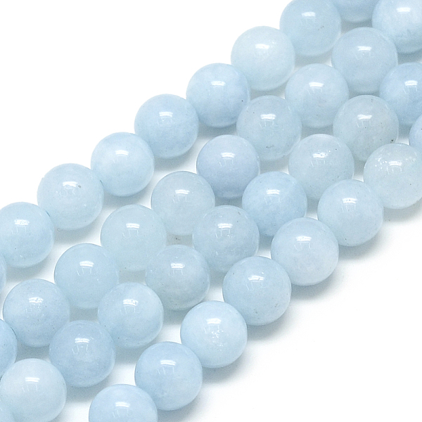 

PandaHall Natural Aquamarine Beads Strands, Round, 8x7.5mm, Hole: 1mm, about 46~49pcs/strand, 15.5 inch Aquamarine Round