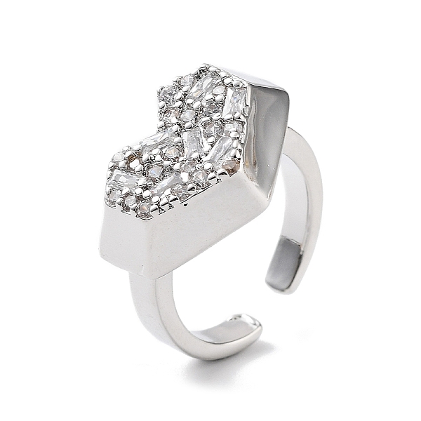 

PandaHall Heart Rack Plating Brass Micro Pave Clear Cubic Zirconia Open Rings, Long-Lasting Plated Cuff Ring for Women, Lead Free & Cadmium...