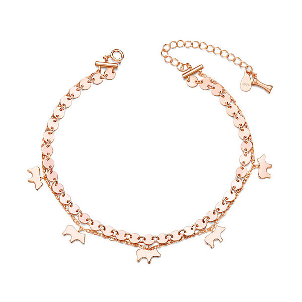 

PandaHall SHEGRACE 925 Sterling Silver Multi-strand Puppy Charm Anklet, with S925 Stamp, Dog Silhouette, Rose Gold, 10-1/4 inch(260mm), 4mm...