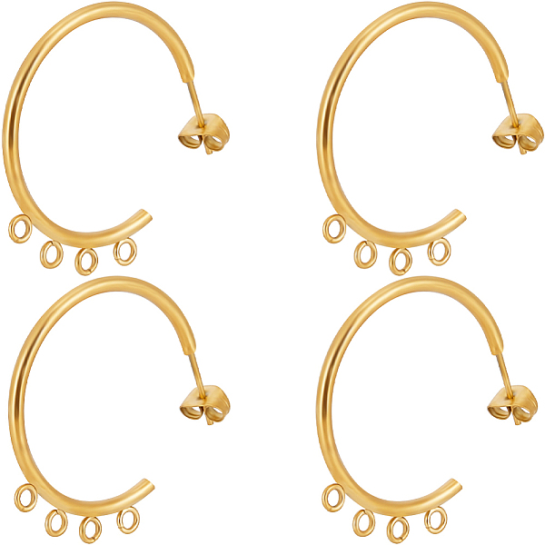 

PandaHall Beebeecraft 14Pcs 304 Stainless Steel Stud Earring Findings, Half Hoop Earrings Findings, with Horizontal Loops, Golden...