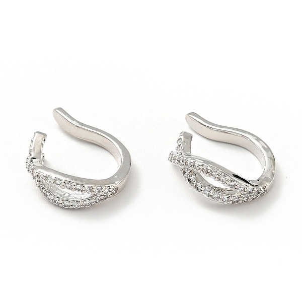 

PandaHall Clear Cubic Zirconia Criss Cross Cuff Earrings, Brass Jewelry for Non-pierced Ears, Cadmium Free & Lead Free, Platinum, 16x13x4mm...