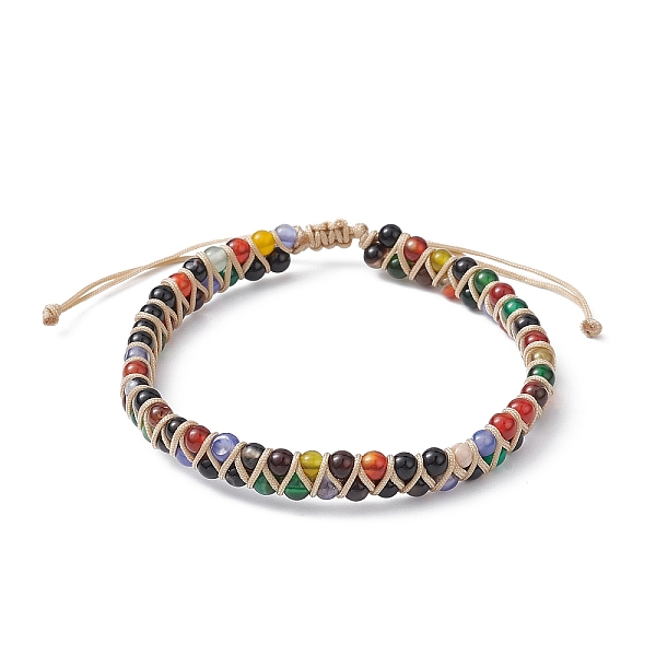 

PandaHall Natural Agate Round Braided Bead Bracelets, Nylon Thread Adjustable Bracelet, Inner Diameter: 2-5/8~4-1/8 inch(6.6~10.6cm) Natural...
